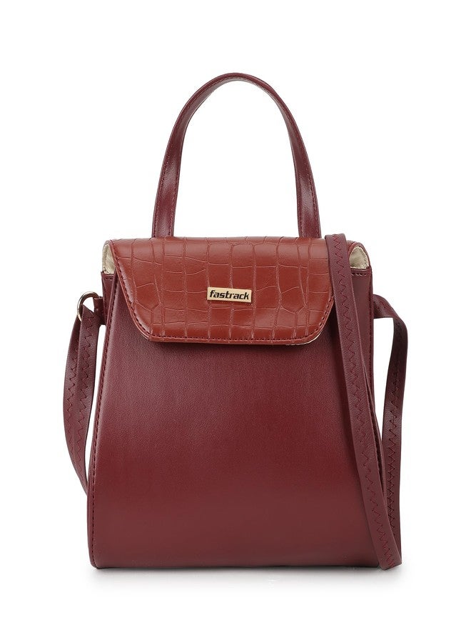 Fastrack Colorblocked Croc Textured Detail Structured Satchel Bag for Women, Girls and Ladies | Ladies Purse Handbag | Satchels for Casual Carry | Trendy Handbags for Women - Image 1